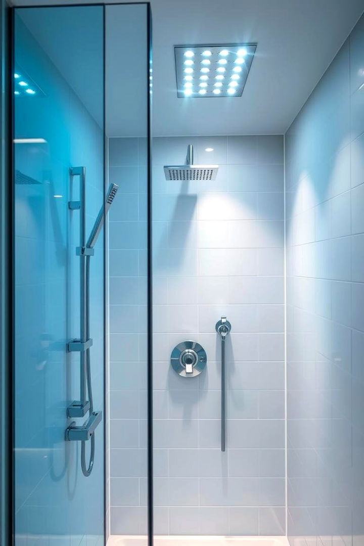 Bright LED Lighting Enhancements - 22 Small Bathroom Walk-in Shower Ideas