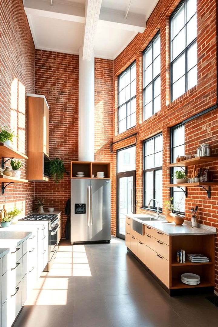 Bright Urban Red Brick Design - 22 Red Brick Kitchen Ideas