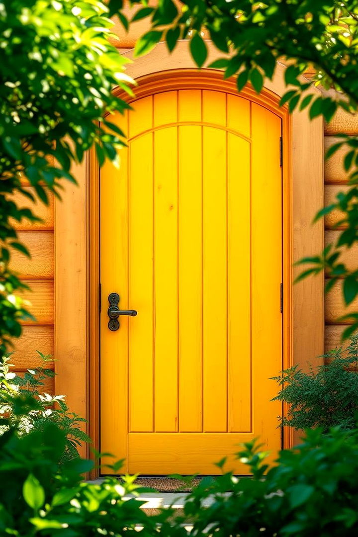 Bright Yellow Accent - 22 Cedar Front Door Colors Ideas