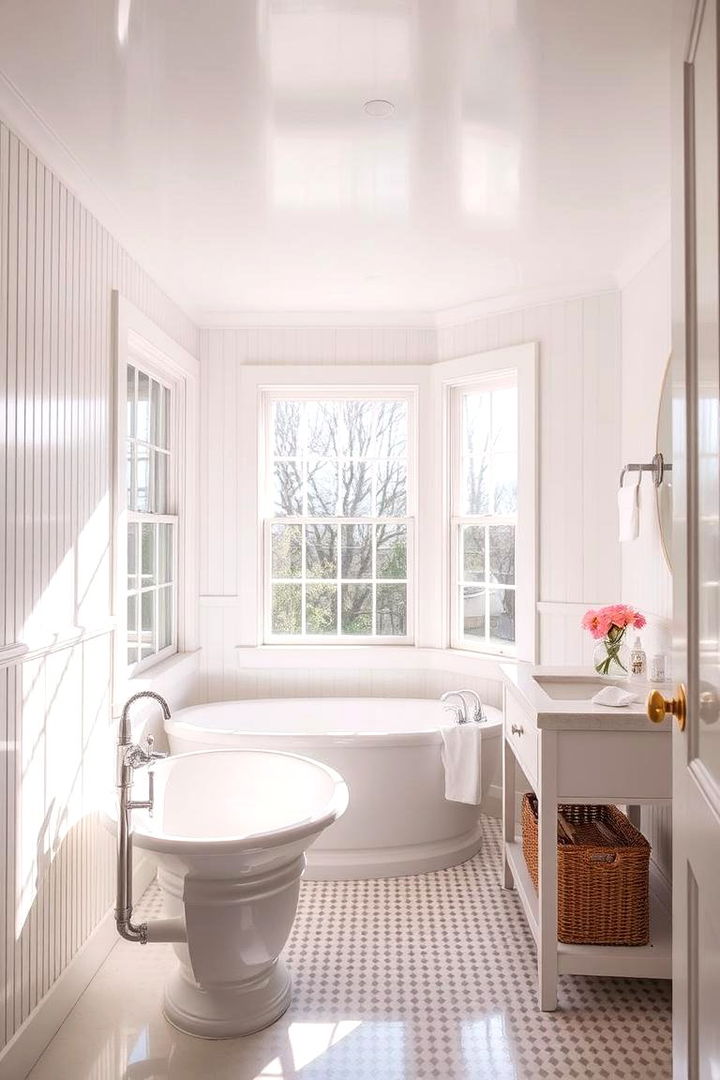 Bright and Airy Look with Beadboard Walls - 22 Beadboard Bathroom Ideas
