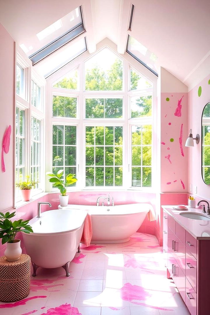 Bright and Airy with Accent Color Splashes - 22 Pink and Green Bathroom Design Ideas