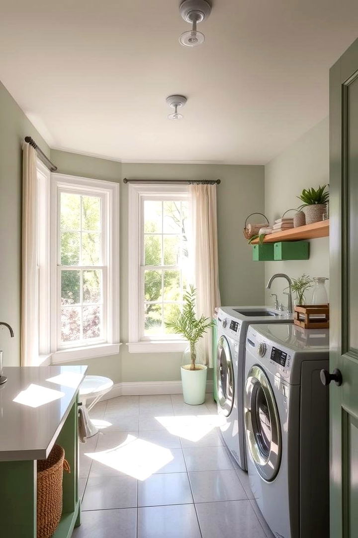 Bright and Airy with Natural Light - 22 Sage Green Laundry Room Ideas