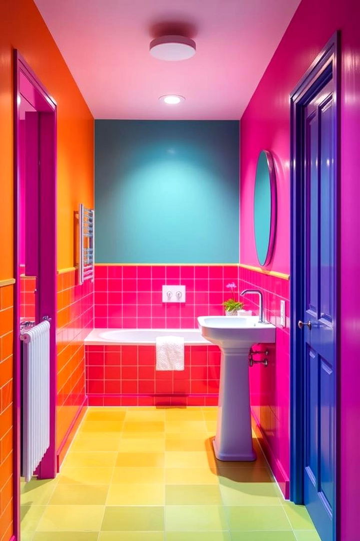 Bright and Bold Color Schemes - 22 Hallway Bathroom Ideas