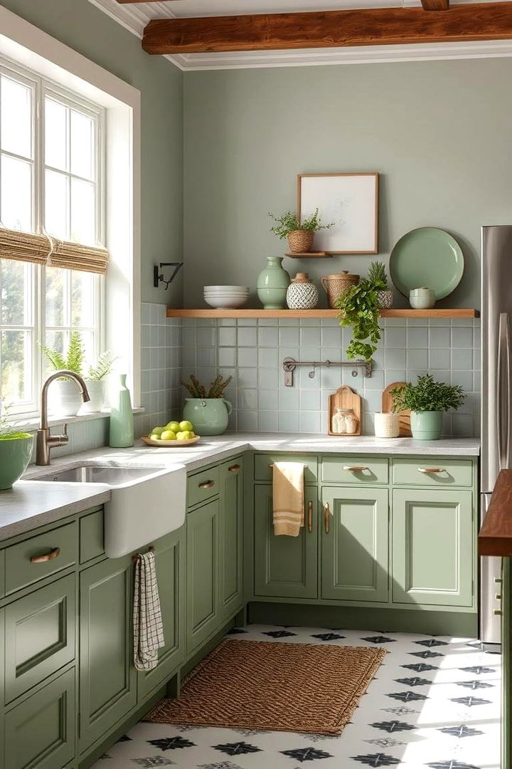 Brightening the Space with Sage Accents - 22 Sage Green Kitchen Ideas
