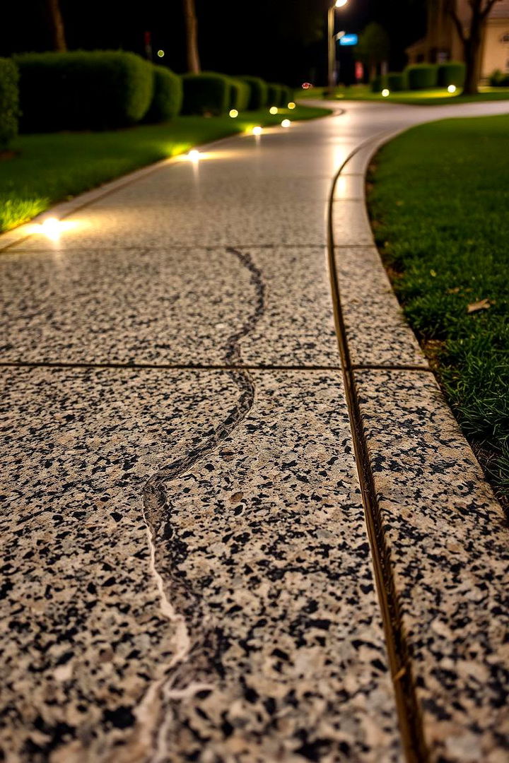 Brightly Lit Night Walkway - 22 Granite Walkway Ideas