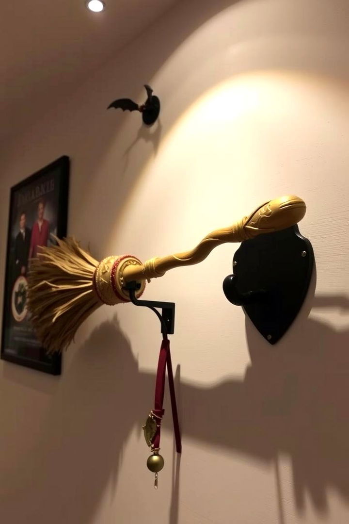 Broomstick Display Stand - 22 Harry Potter Decor Ideas