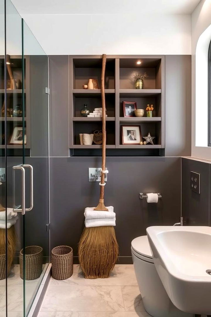 Broomstick Holder and Storage Ideas - 22 Harry Potter Bathroom Ideas