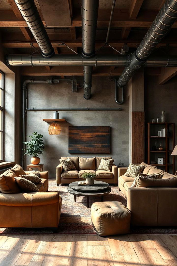 Brown Industrial Design - 22 Brown Living Room Ideas