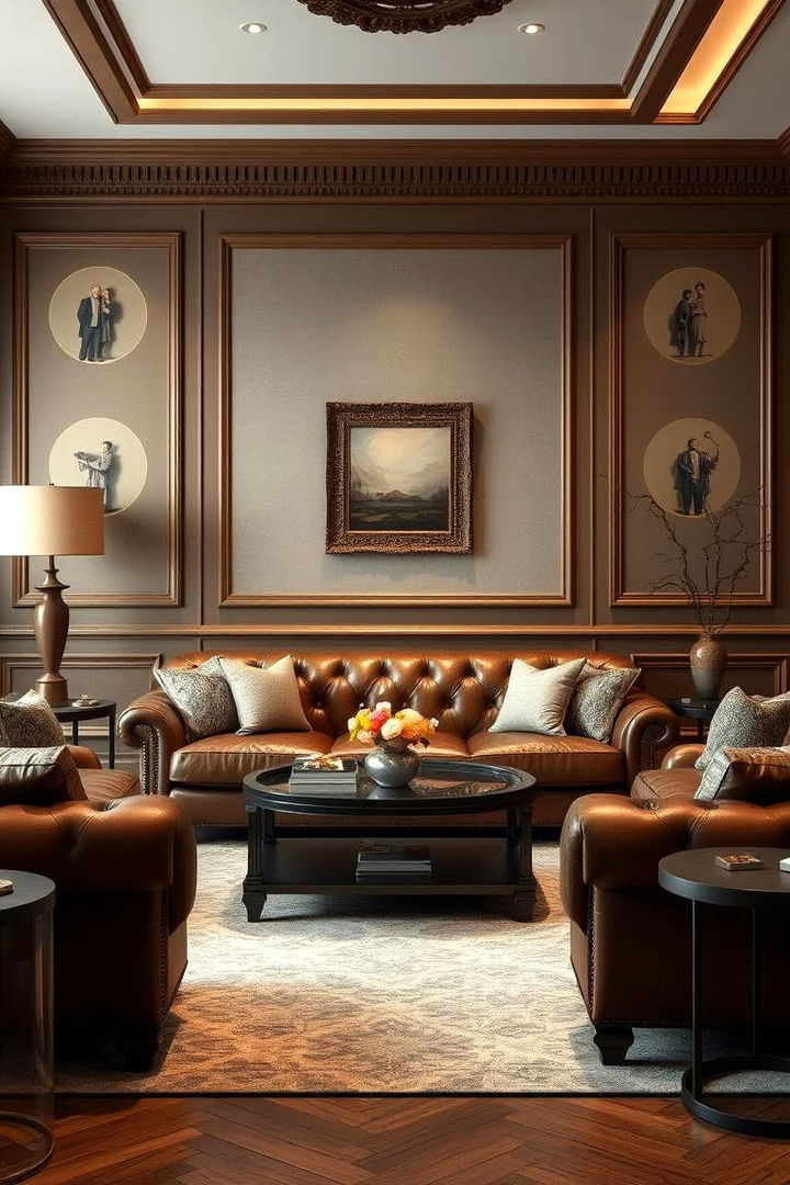 Brown Leather Sophistication - 22 Brown Living Room Ideas