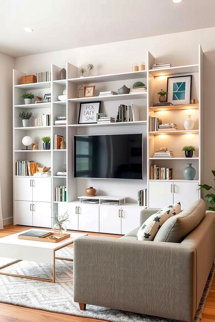 Budget Shelves and Modular Units - 22 Budget Apartment Living Room Ideas