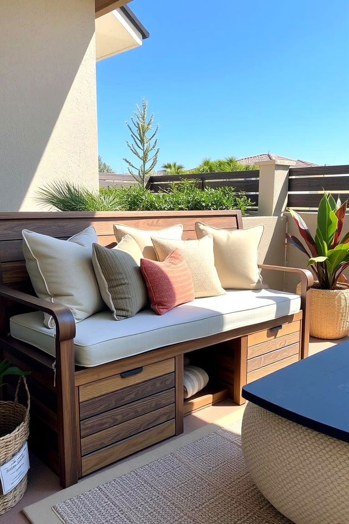 Built In Bench with Comfortable Cushions - 22 Built-in Deck Bench Ideas and Designs