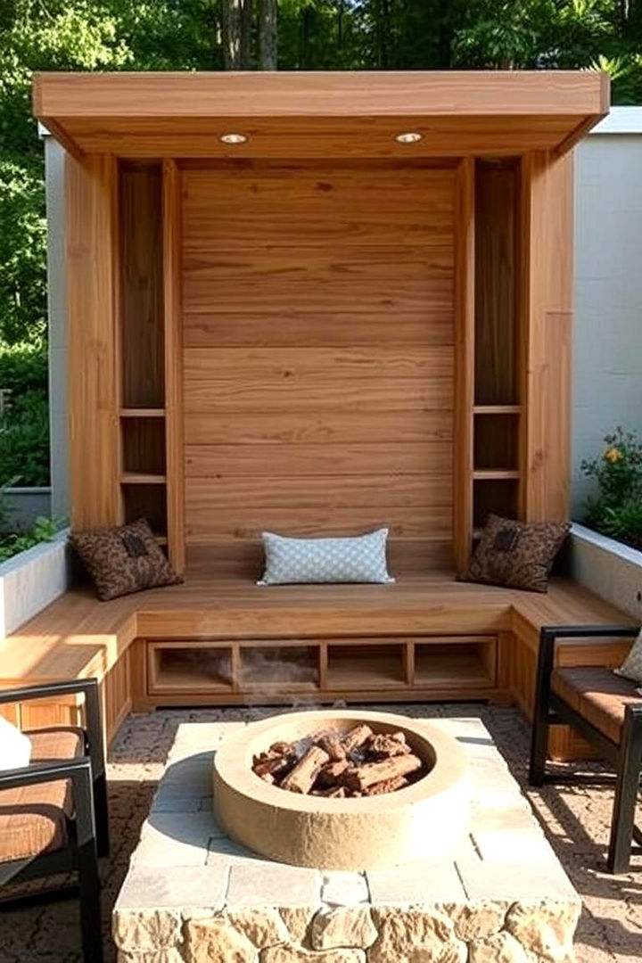 Built In Bench with Storage Solutions - 22 Fire Pit Seating Ideas