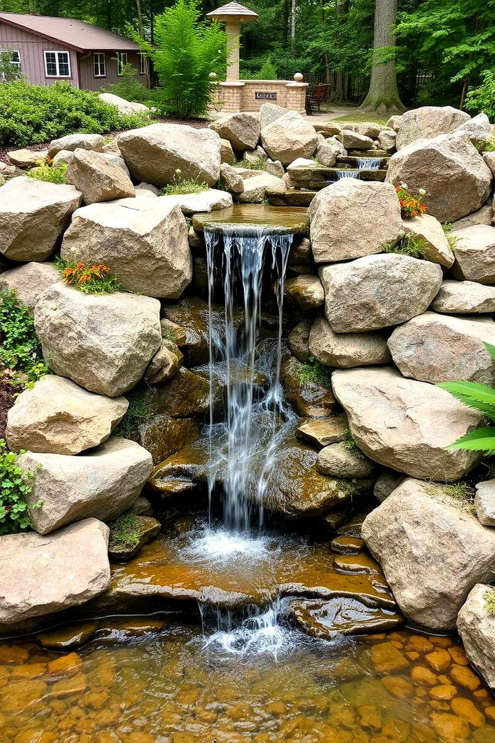 Built In Garden Retreat Waterfall - 22 Pondless Waterfall Ideas