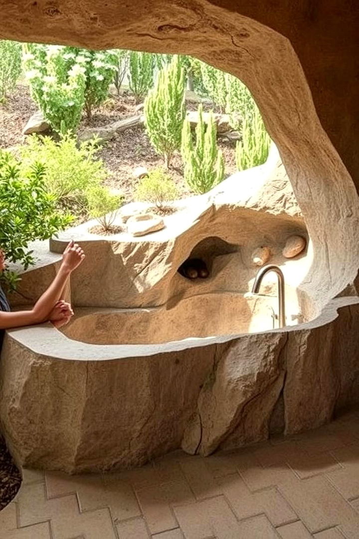 Built In Landscape Inspired Bathtub - 22 Outdoor Bathtub Ideas