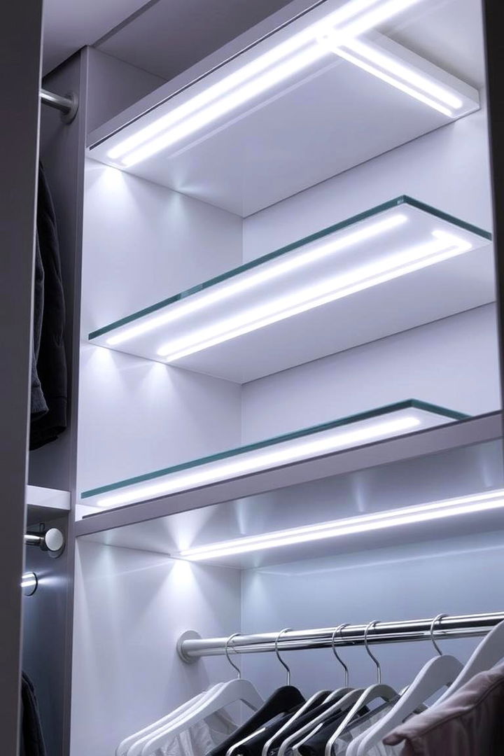 Built In Lighting Shelves for Enhanced Visibility - 22 Closet Shelving Ideas
