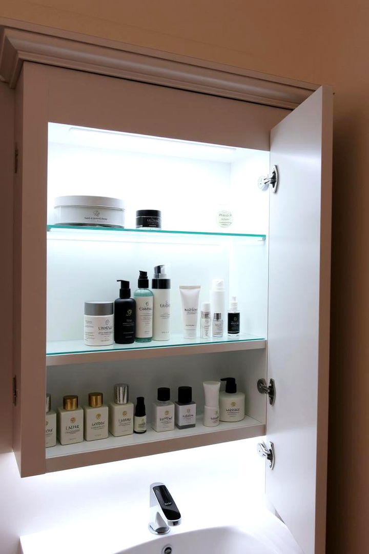 Built In Lighting for Enhanced Visibility - 22 Bathroom Cabinet Organizing Ideas