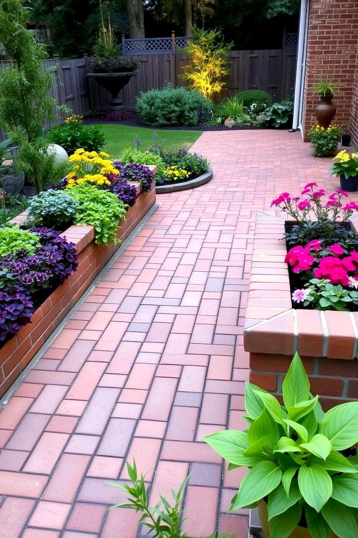 Built In Planters and Greenery - 22 Brick Patio Ideas