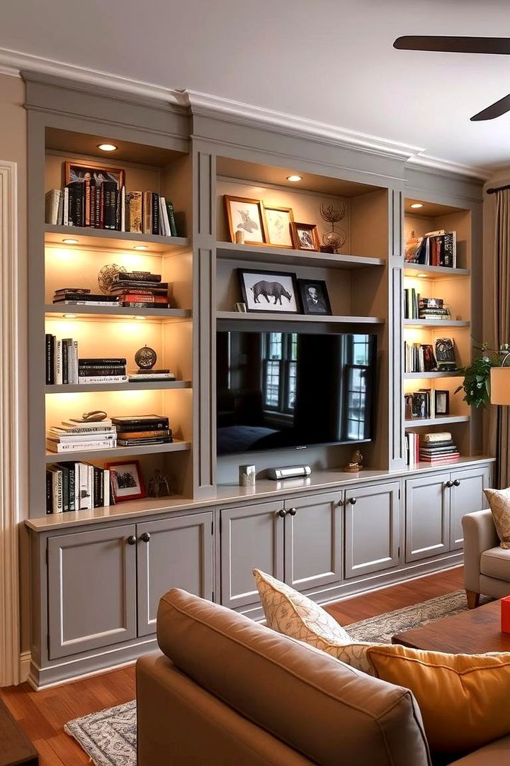 Built In Shelving Elegance - 22 Living Room Storage Ideas
