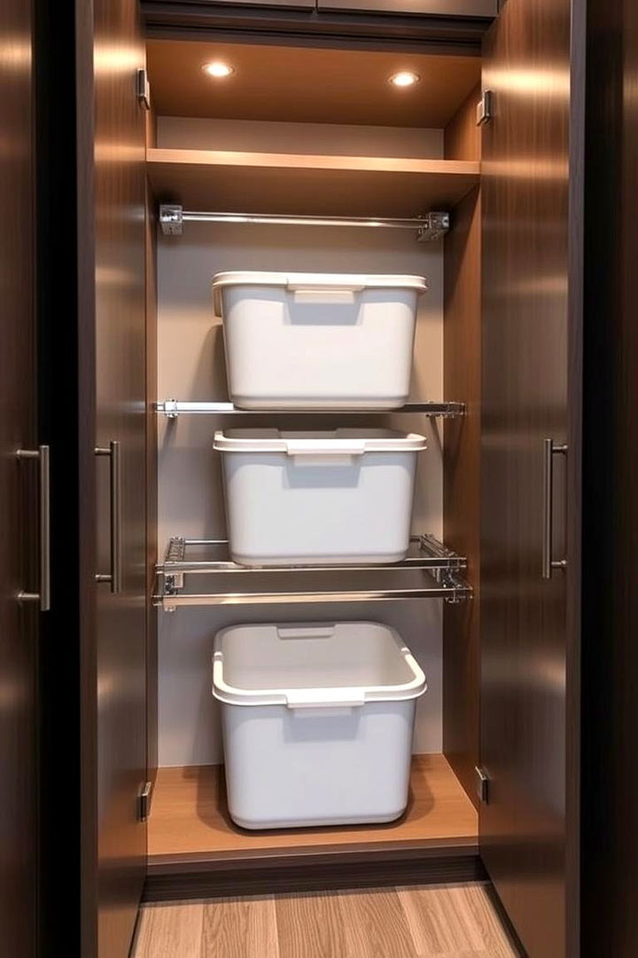 Built In Track Bins - 22 Garbage Can Storage Ideas