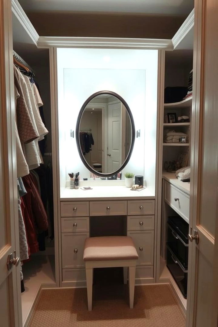 Built In Vanity within the Closet - 22 Sloped Ceiling Closet Ideas