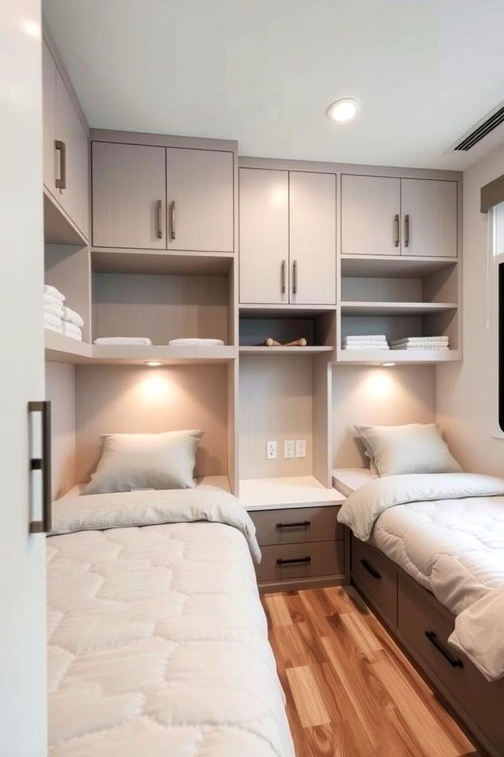 Built In Wall Units - 22 2 Beds in One Small Room Ideas