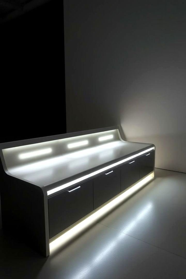 Built in Bench with LED Lighting Features - 22 Built-in Deck Bench Ideas and Designs