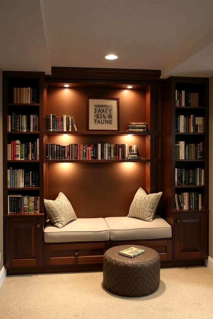 Built in Book Nooks - 22 Basement Storage Ideas