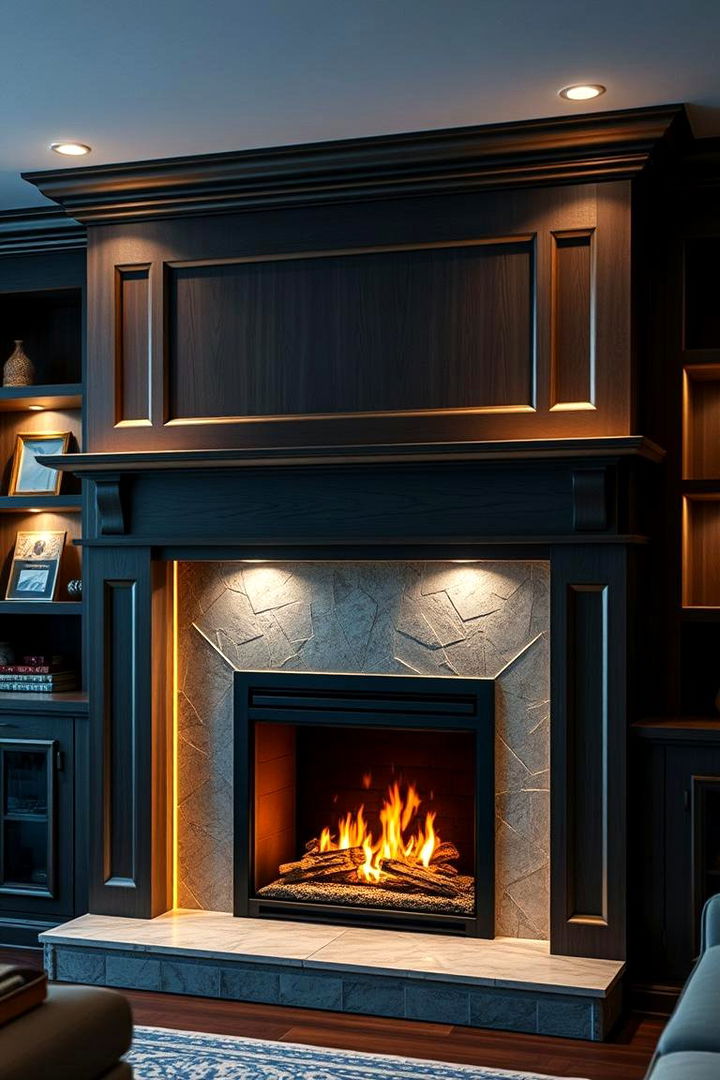 Built in Mantels with Integrated Lighting - 22 Fireplace Built-in Ideas