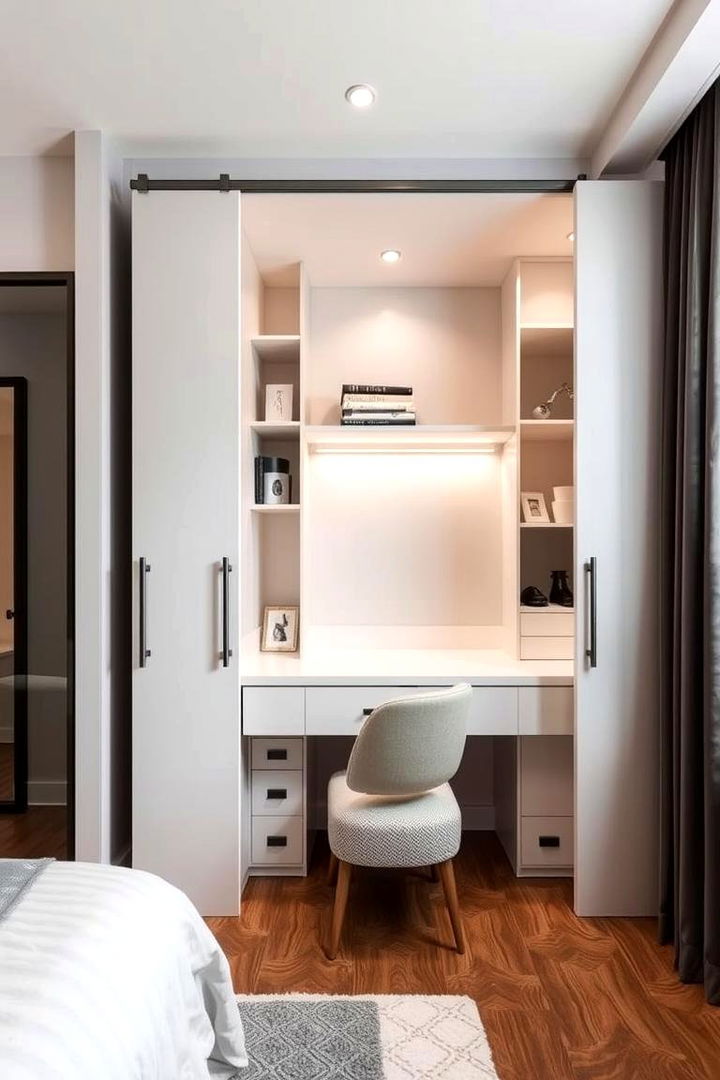 Built in Wardrobe with Study Nook - 22 Built-in Wardrobe Ideas Around a Bed