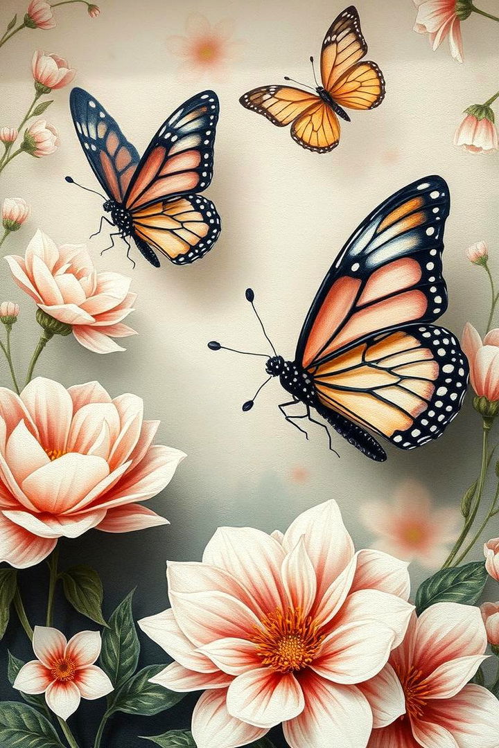 Butterfly Blooms Mural - 22 Garden Mural Ideas