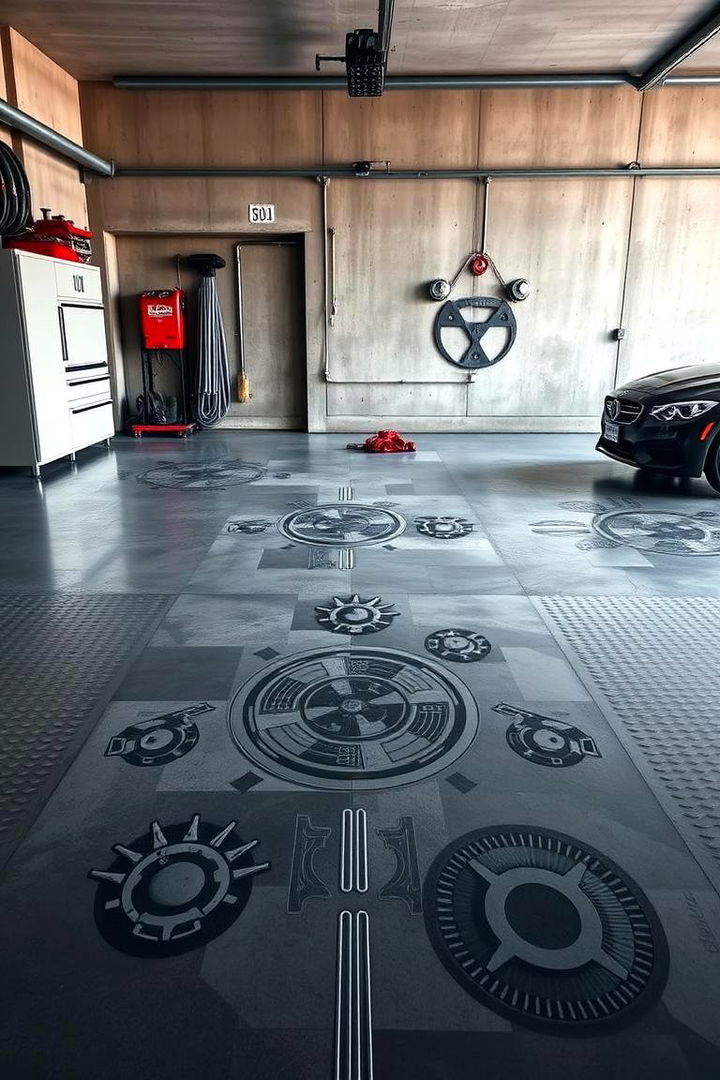 CNC Engraved Garage Floor Designs - 22 Garage Flooring Ideas