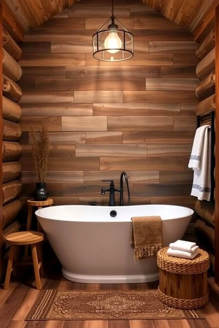 Cabin Inspired Freestanding Tubs - 22 Log Cabin Bathroom Ideas