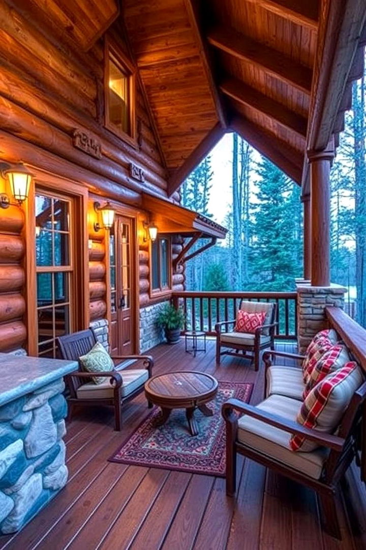 Cabin Inspired Rustic Charm Deck - 22 Large Deck Ideas