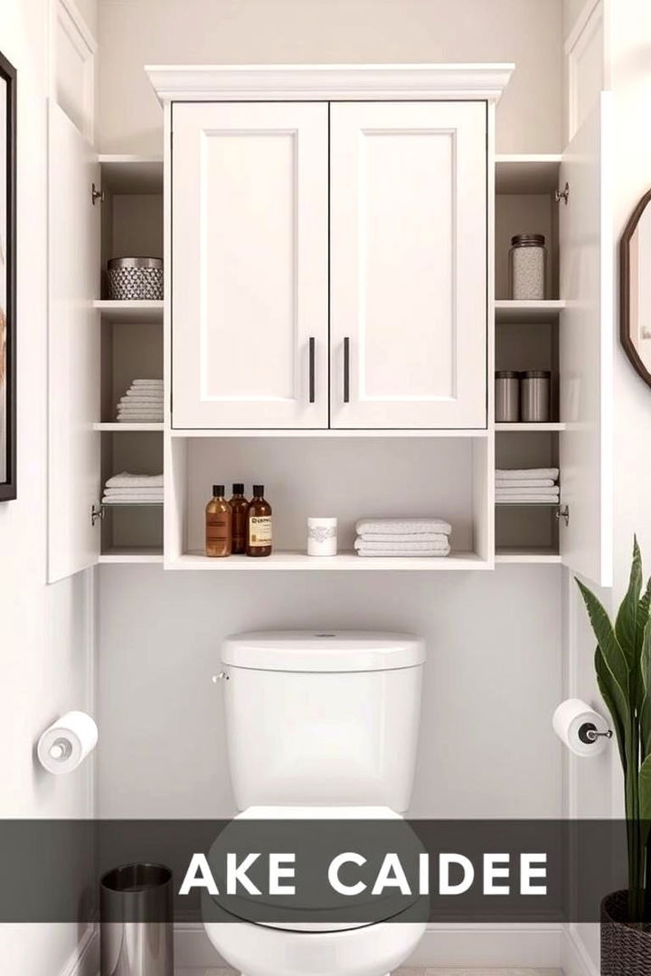 Cabinet with Concealed Storage - 22 Over Toilet Storage Ideas