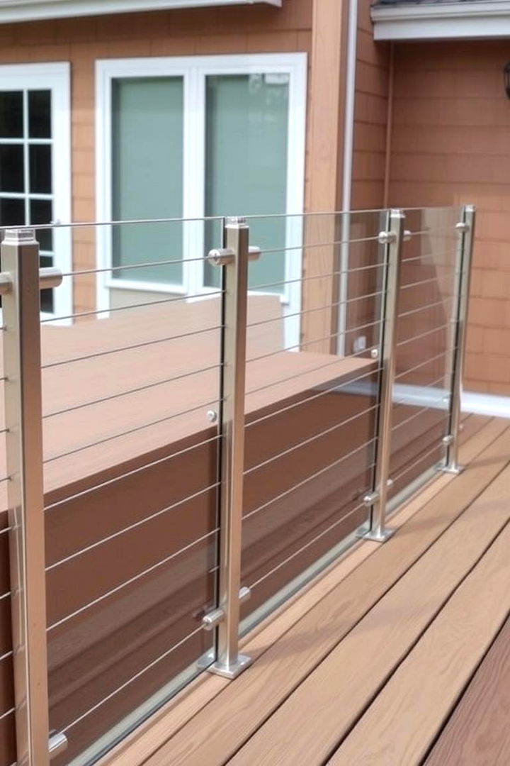 Cable and Glass Hybrid Railing - 22 Deck Railing Ideas