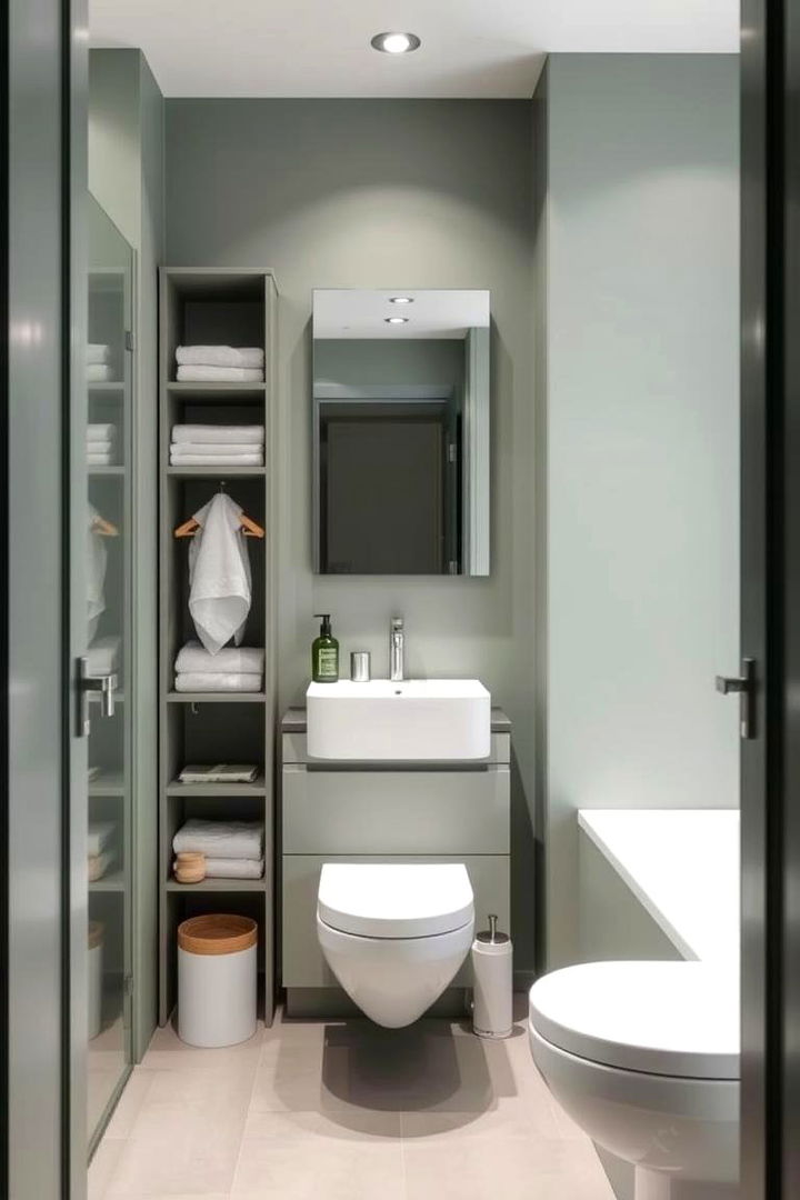 Calm and Contemporary Lines - 22 Green and Grey Bathroom Ideas