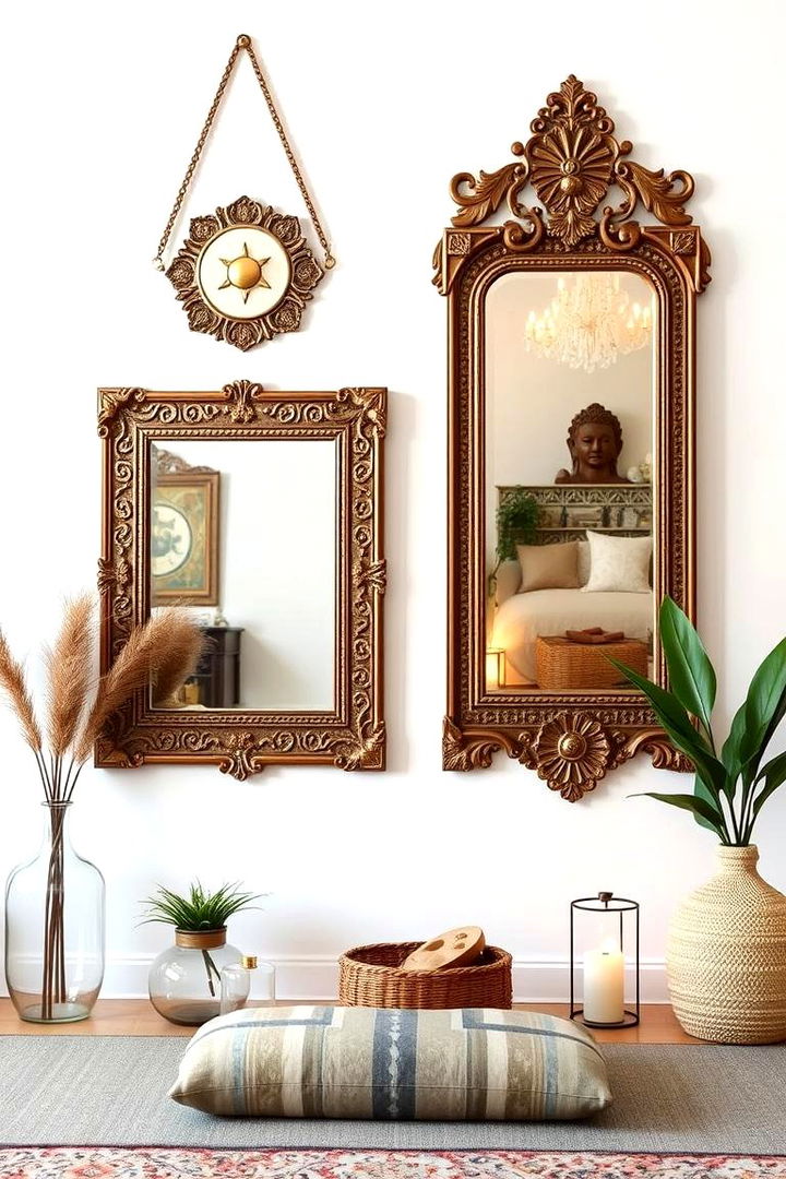 Calming Decorative Mirrors - 22 Boho Meditation Room Ideas