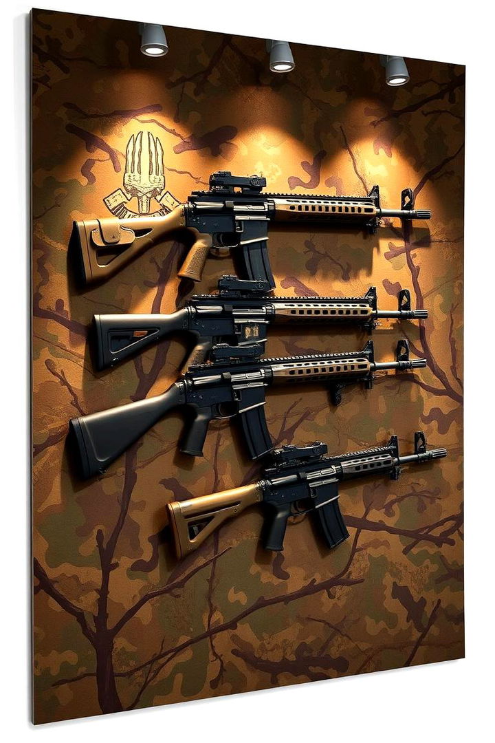 Camouflage Themed Gun Wall - 22 Gun Wall Ideas
