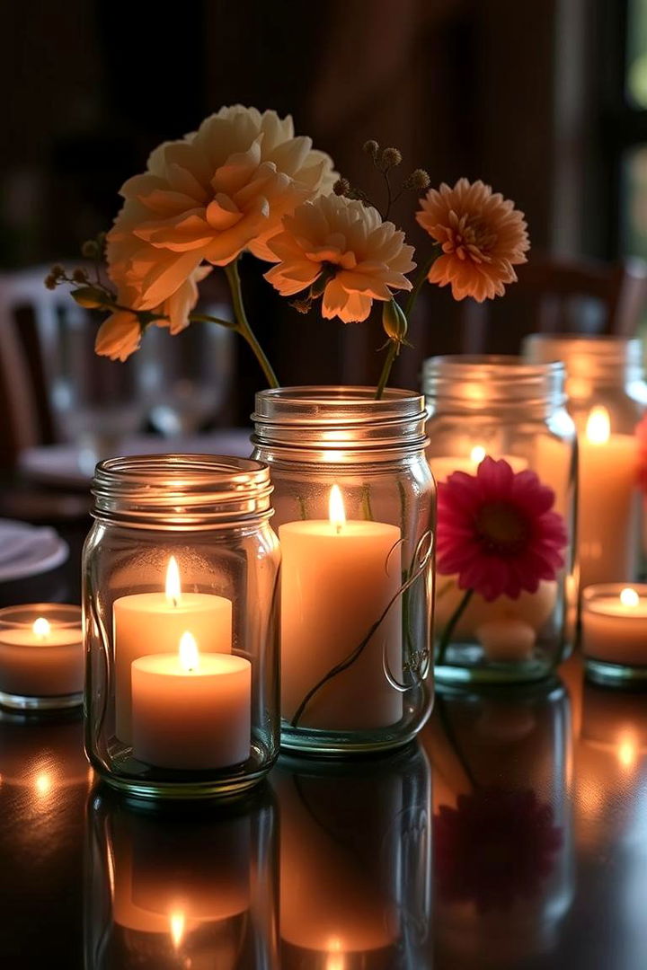 Candlelit Delight Feature - 22 Mason Jar Centerpiece Ideas