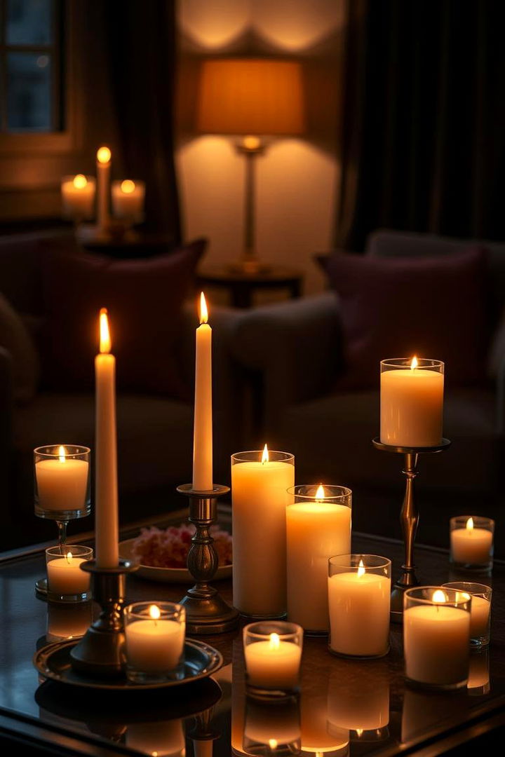 Candlelit Romantic Ambience - 22 Coffee Table Centerpiece Ideas