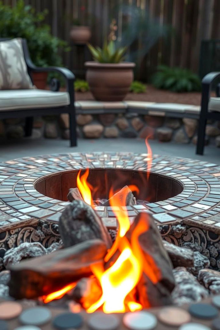 Captivating Mosaic Fire Pit Surrounds - 22 Mosaic Garden Ideas