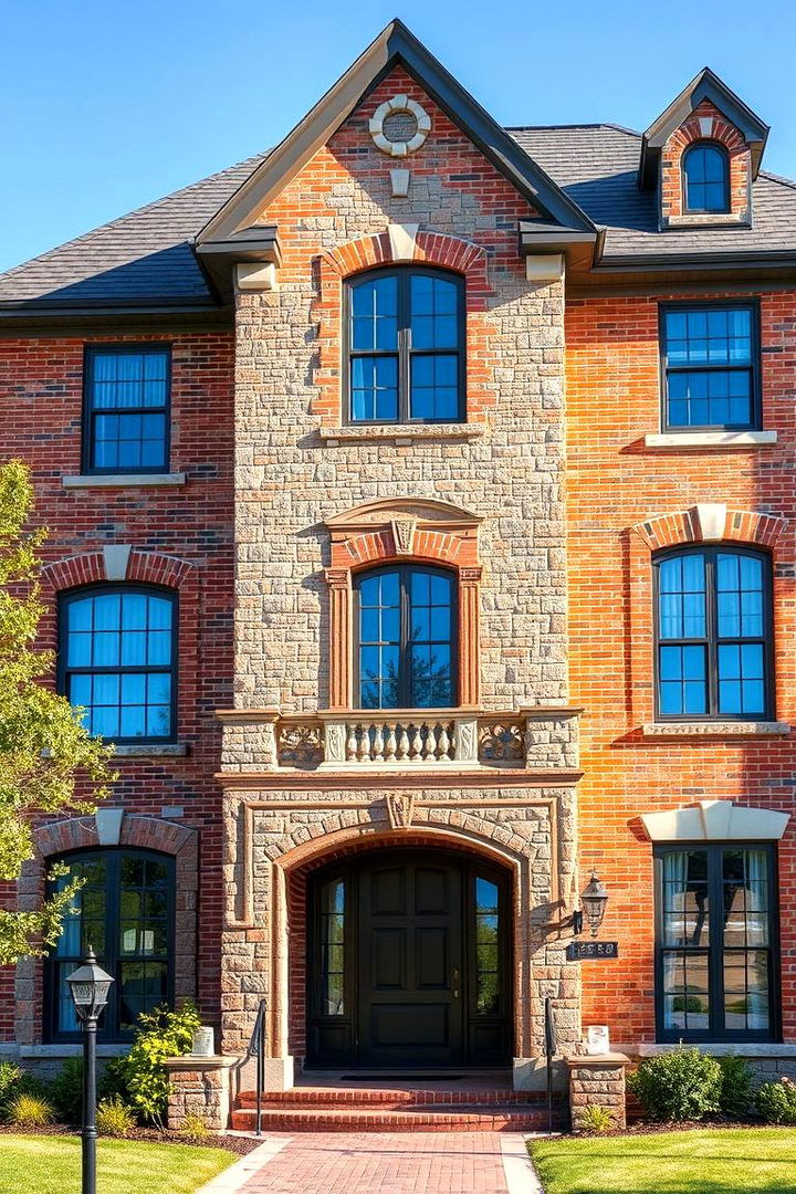 Captivating Visual Impact - 22 Brick Houses With Stone Accents