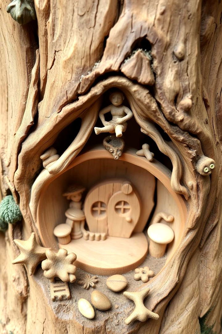 Carved Fairy Home Sanctuary - 22 Tree Stump Fairy Garden Ideas