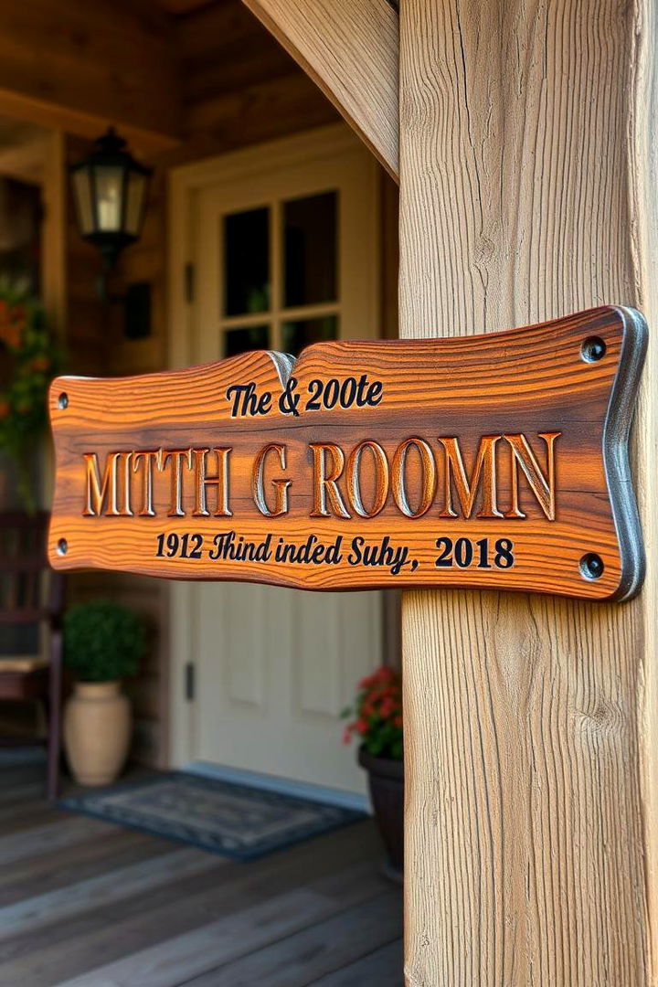 Carved Wooden Signage Personalized Touch - 22 Rustic Front Porch Ideas