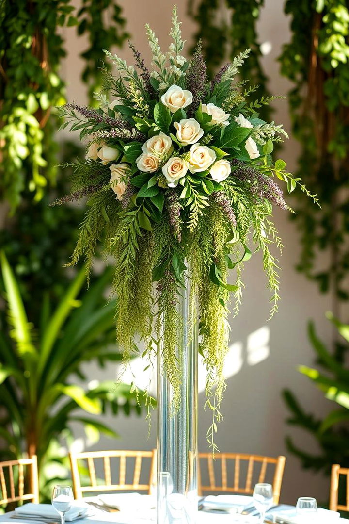Cascading Greenery Columns - 22 Tall Wedding Centerpiece Ideas