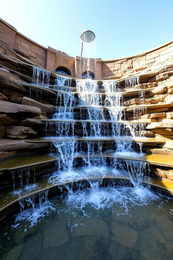 Cascading Multi Level Shower - 22 Outdoor Shower Ideas