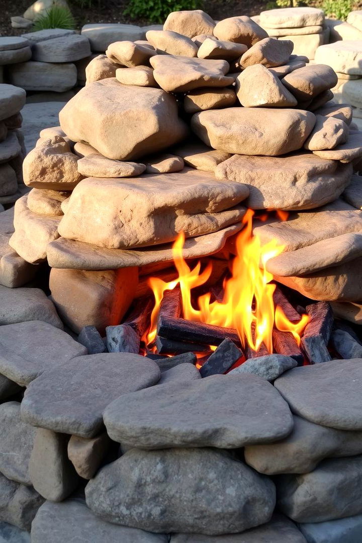 Cascading Rock Fire Pit - 22 Rustic Fire Pit Ideas