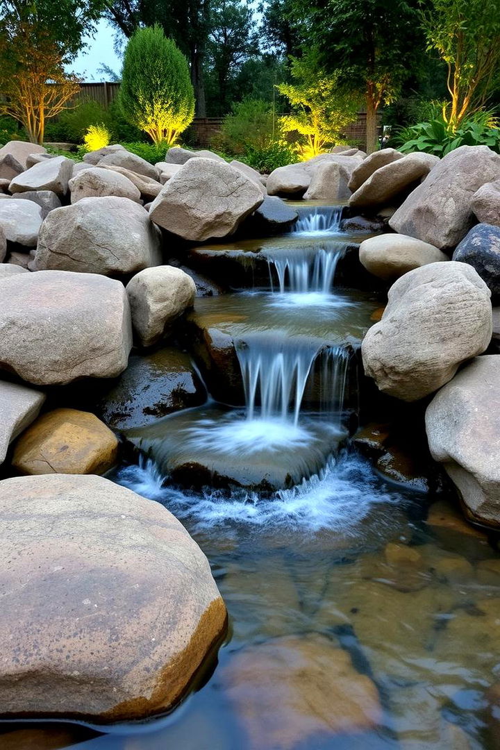 Cascading Waterfall Feature - 22 Pond Landscaping Ideas