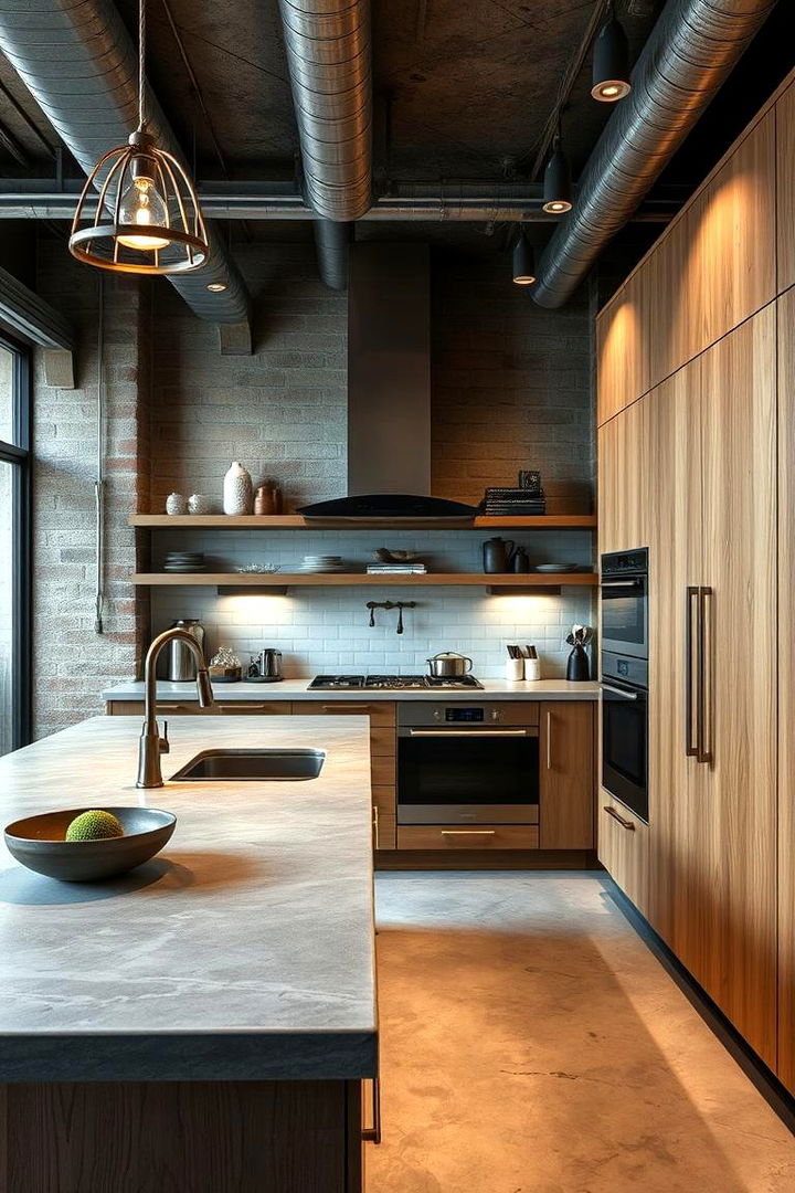 Celebrating Industrial Modernity - 22 what color countertops go with oak cabinets
