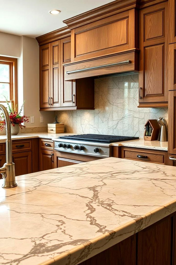 Celebrating Organic Patterns and Veins - 22 what color countertops go with oak cabinets